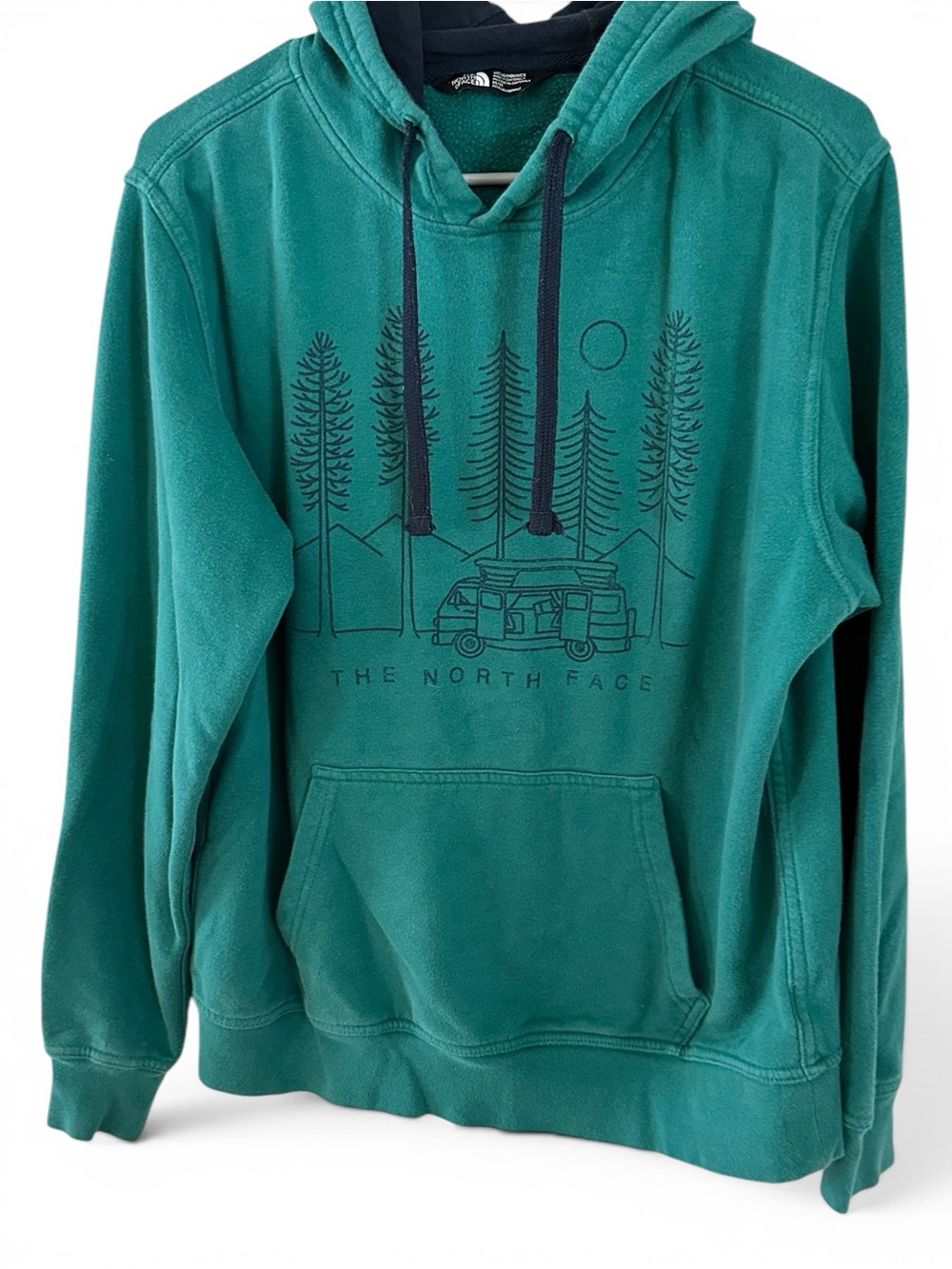 The North Face Men’s Teal Green Crewneck Hoodie with Camper Graphic